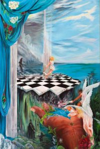 Angels Fight Nightmare Demons in Surreal Fear Castle Dream Painting